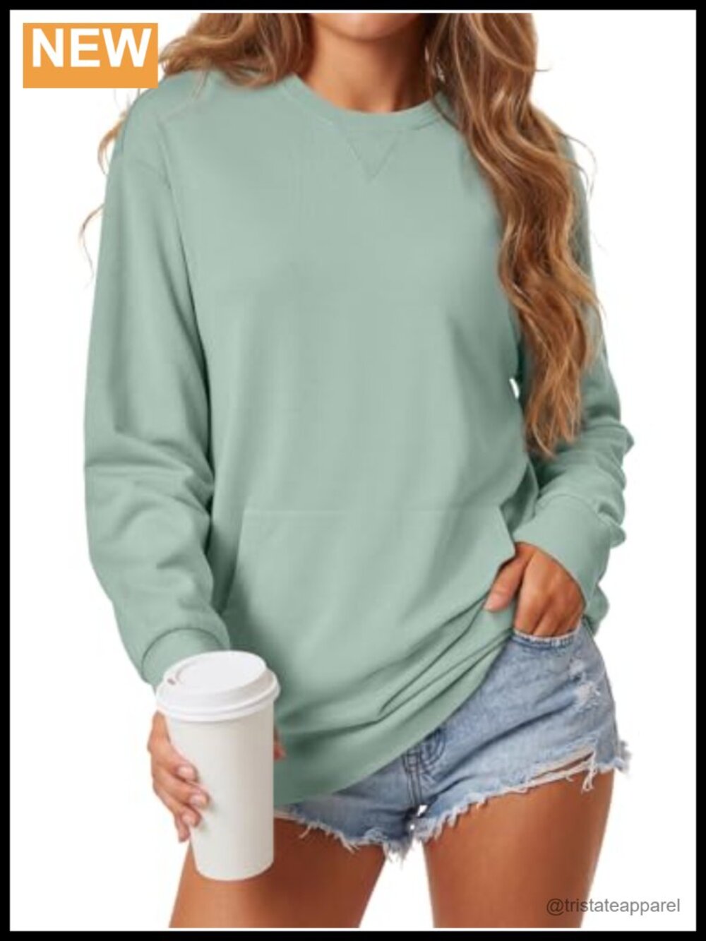 Women's Crewneck Sweatshirt Kangaroo Pocket Long Sleeve Pullover